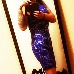 Blue Lace Bodycon Dress